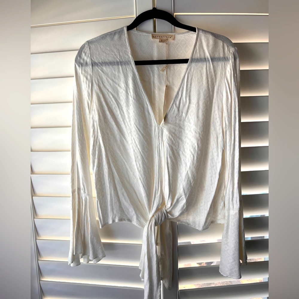 NWT Love Stitch Tie Front Top